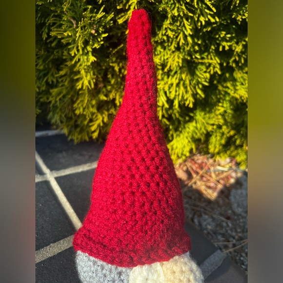 3/$50 Hand Crocheted Scandinavian Christmas Gnome Red & Gray! - Picture 8 of 11